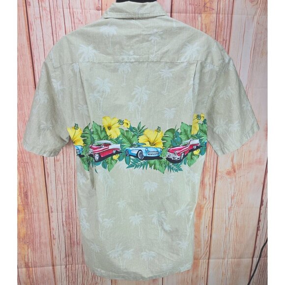 Pacific Legend Mens Classic Cars-Hibiscus Hawaiian Shirt Large - Picture 2 of 7